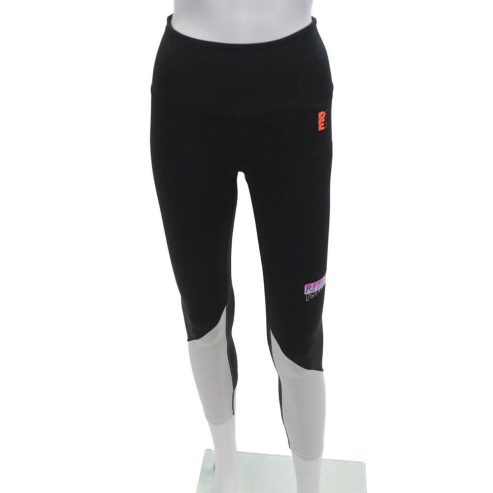PE Nation Womens Ankle Black Leggings Nylon Solid 80s Size S